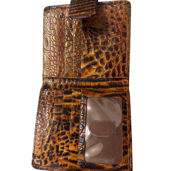 Brahmin Womens Brown Embossed Croc Leather Wallet Pre Owned - Picture 3 of 5